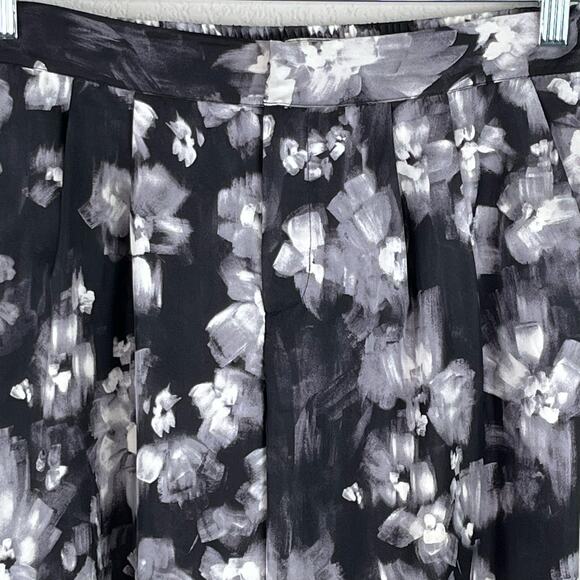 Rebecca Taylor Pleated Georgette Black Ghost Floral Ankle Silk Jogger Pants 4 - Picture 6 of 15